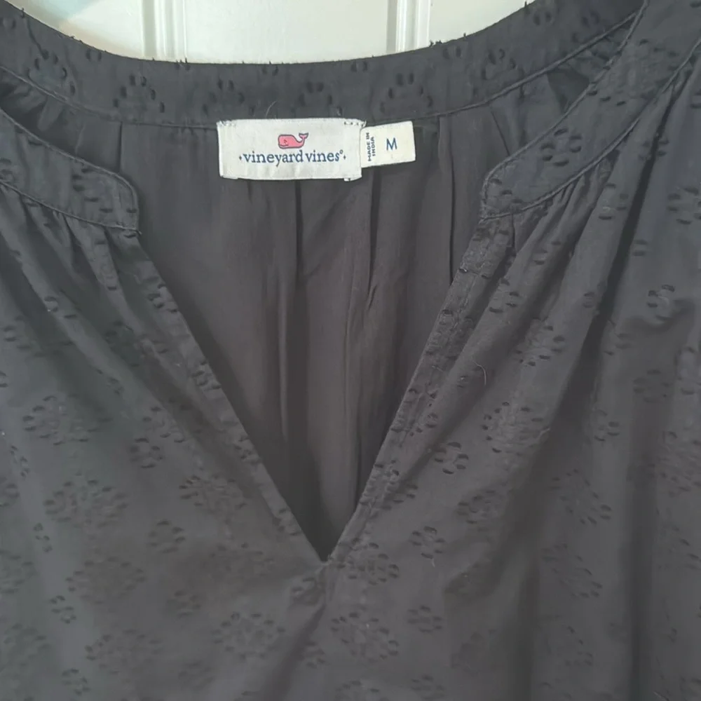 Vineyard Vines Tiered 3/4 Sleeve Dress Black Medium - Picture 6 of 7